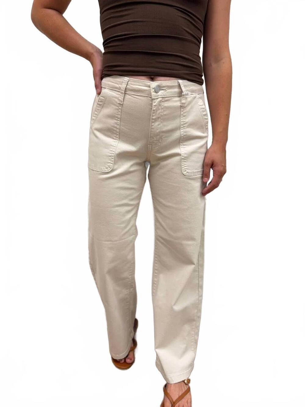 NEW JUST BLACK DENIM twill utility pocket relaxed jeans in ecru